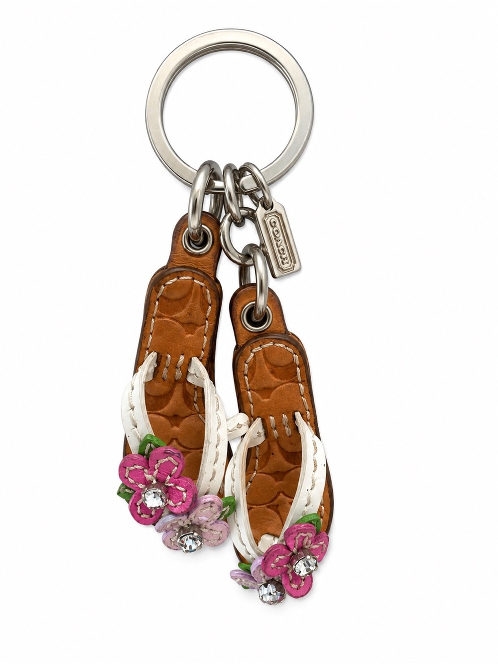 Vintage Y2K 2006 Coach RARE Double Flip Flop Flower Bag Charm Key Fob - Picture 3 of 3